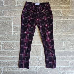 Place Ponte Knit Pants. Beautiful Navy and Burgundy Plaid. Size 6x/7.
